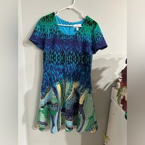 Belle Badgley Mischka Blue and Green Dress